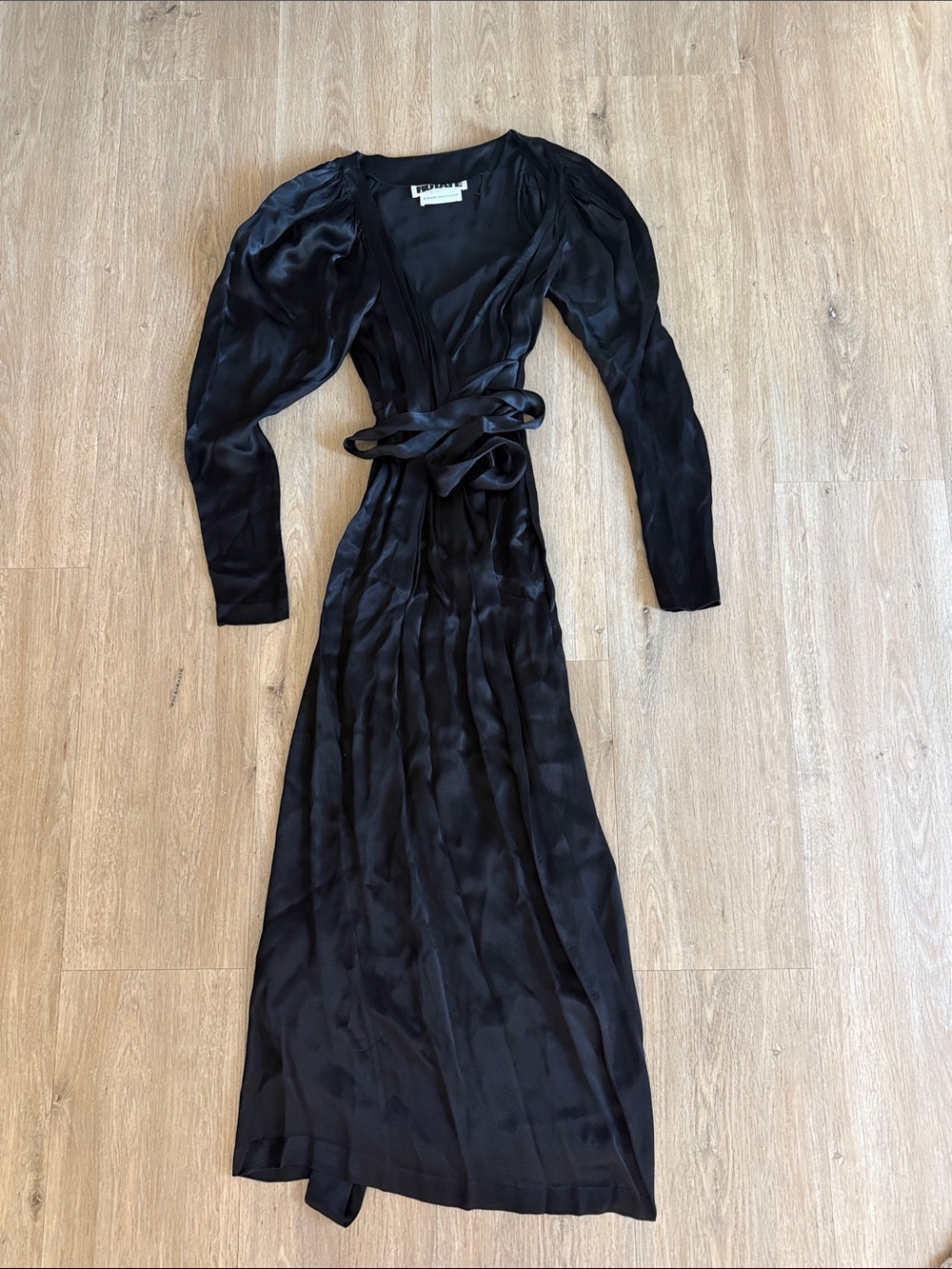 Rotate Chic Black Puff Long Sleeve Wrap Maxi Dress 36